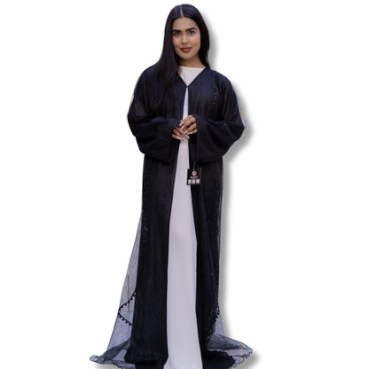 Premium Organza and Zari Chiffon Double Layered Abaya - SQ0X28