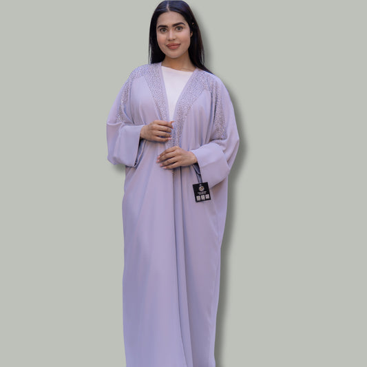 Farasha Style Open Abaya with Handwork - SQ0X15