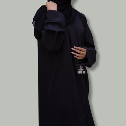 Elegant Abaya with Bottom Handwork and Collar Design