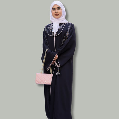 Versatile Linen Abaya with Handwork - Perfect for All Seasons from Dubai - SQ0X7