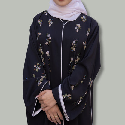 Fowe Linen Abaya with Rainbow Handwork - SQ0X8