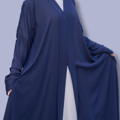 Soft Blue Shamwo Abaya with Elegant Handwork - SQ0X22