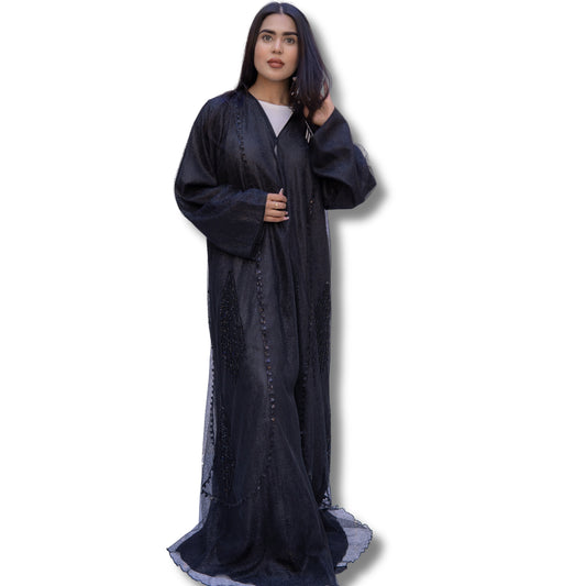 Premium Organza and Zari Chiffon Double Layered Abaya - SQ0X28