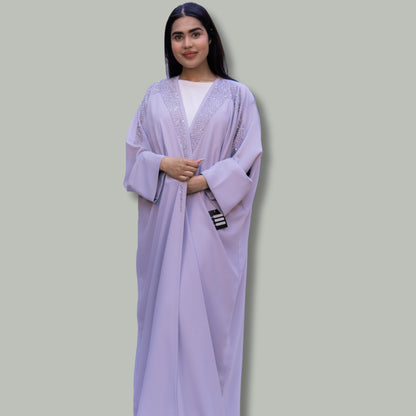 Farasha Style Open Abaya with Handwork - SQ0X15