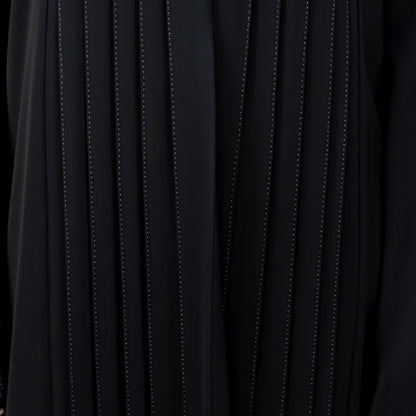 Pleated Neda Abaya with Front and Back Buttons - OSX0126