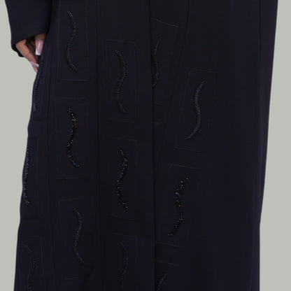 Elegant Abaya with Bottom Handwork and Collar Design