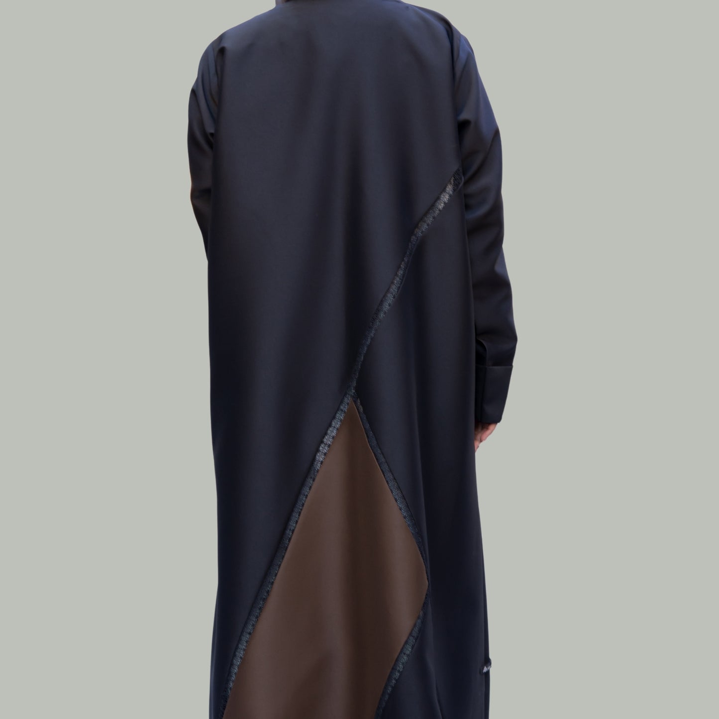 Exclusive Winter Satin Abaya in Black and Brown - SQ0X12