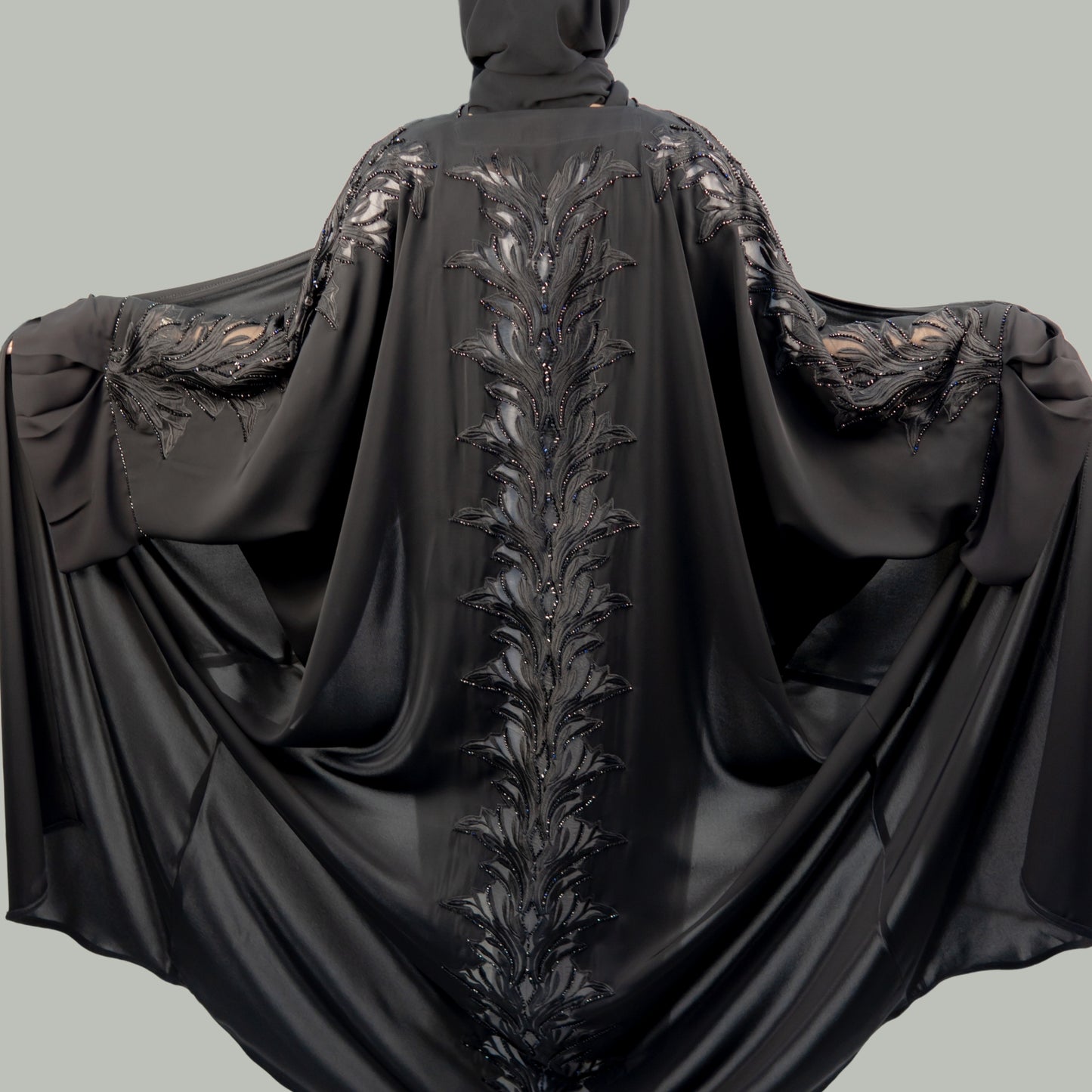 Luxury Black Neda Abaya with Ultra-Premium Handwork - OSX0109