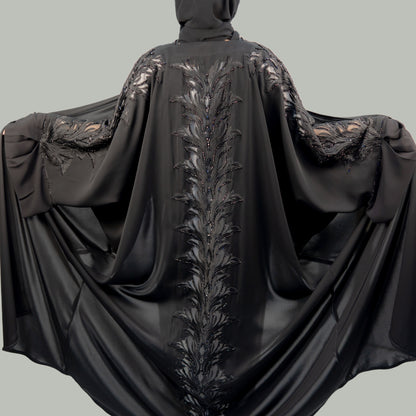 Luxury Black Neda Abaya with Ultra-Premium Handwork - OSX0109