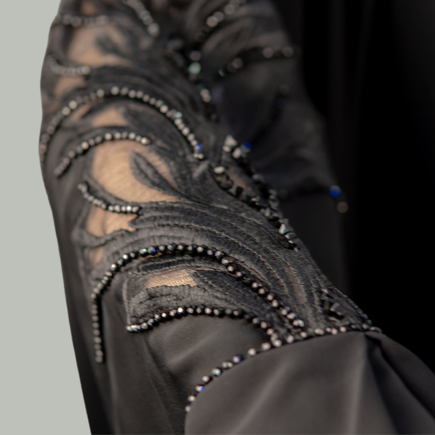 Luxury Black Neda Abaya with Ultra-Premium Handwork - OSX0109